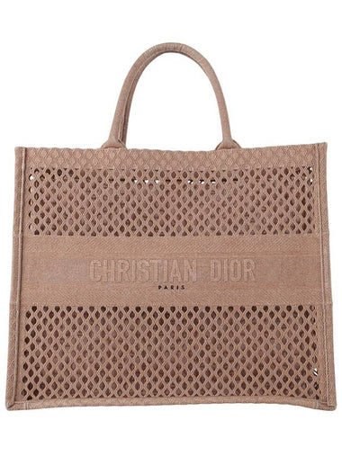 M1262UWRA Rose Pink Mesh Book Tote Bag Large 33865 - DIOR - BALAAN 1