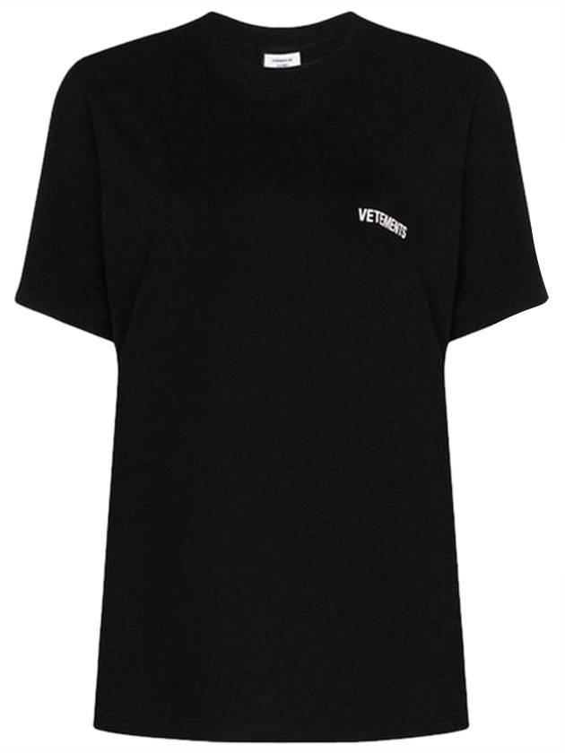 Mini Logo Printing Short Sleeve T-Shirt Black - VETEMENTS - BALAAN 1