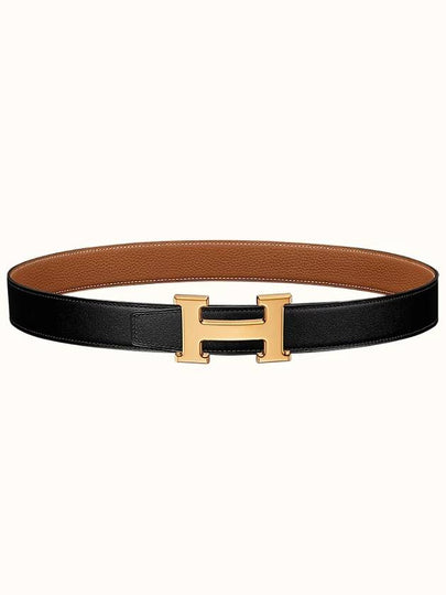 H Gold Buckle Reversible 32mm Leather Belt Noir Gold - HERMES - BALAAN 2