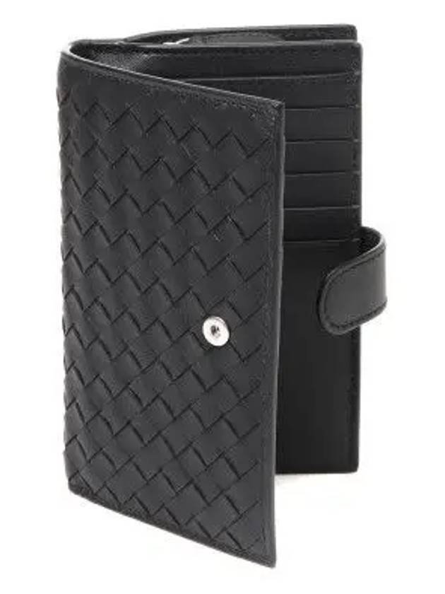 Intrecciato Weaving Nappa Leather Half Wallet Black - BOTTEGA VENETA - BALAAN 3