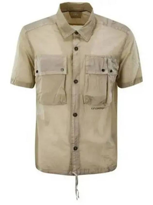 Microweave Logo Short Sleeve Shirt Beige - CP COMPANY - BALAAN 2