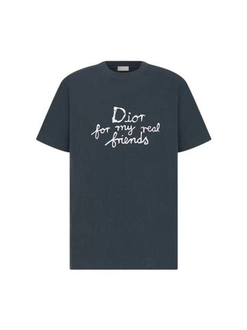 Hylton Nel Cotton Jersey Short Sleeve T-Shirt Navy Blue - DIOR - BALAAN 1