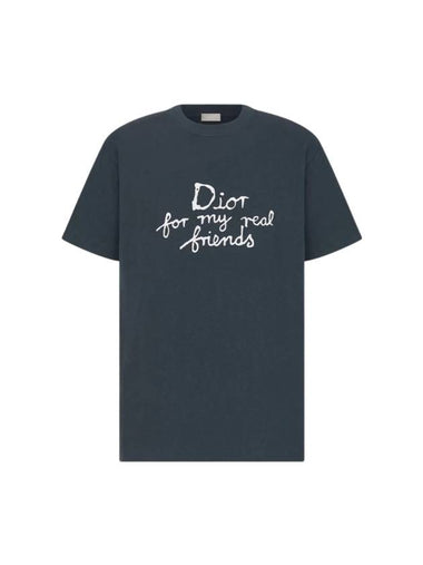 Hylton Nel Cotton Jersey Short Sleeve T-Shirt Navy Blue - DIOR - BALAAN 1