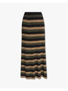 Striped Rib Merino Wool Maxi A-Line Skirt - GANNI - BALAAN 2