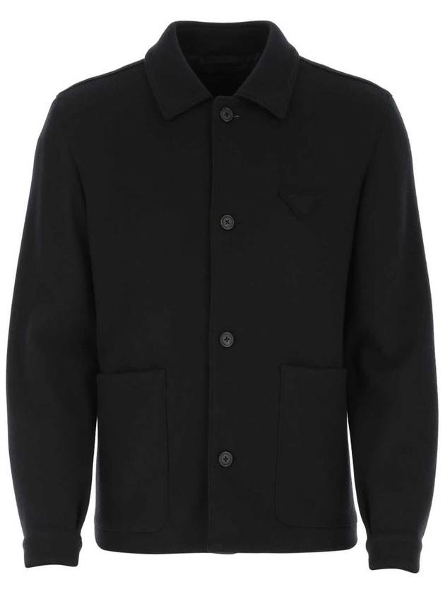 Men's Triangular Patch Wool Blend Jacket Navy - PRADA - BALAAN 2