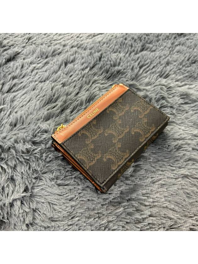 Triomphe Compact Coin Card Wallet Tan - CELINE - BALAAN 3