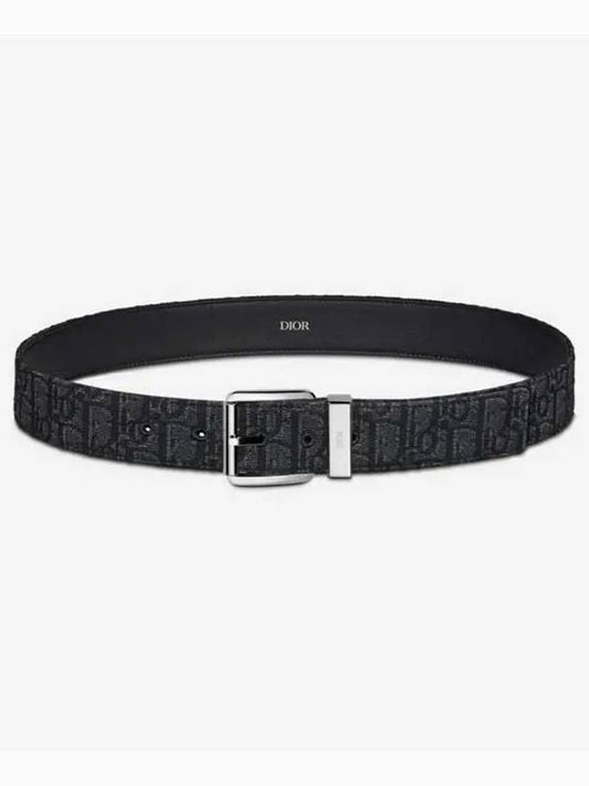 Logo Jacquard Leather Belt Black - DIOR - BALAAN 2