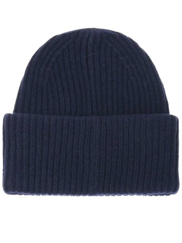 Face Patch Ribbed Wool Beanie Navy - ACNE STUDIOS - BALAAN 4