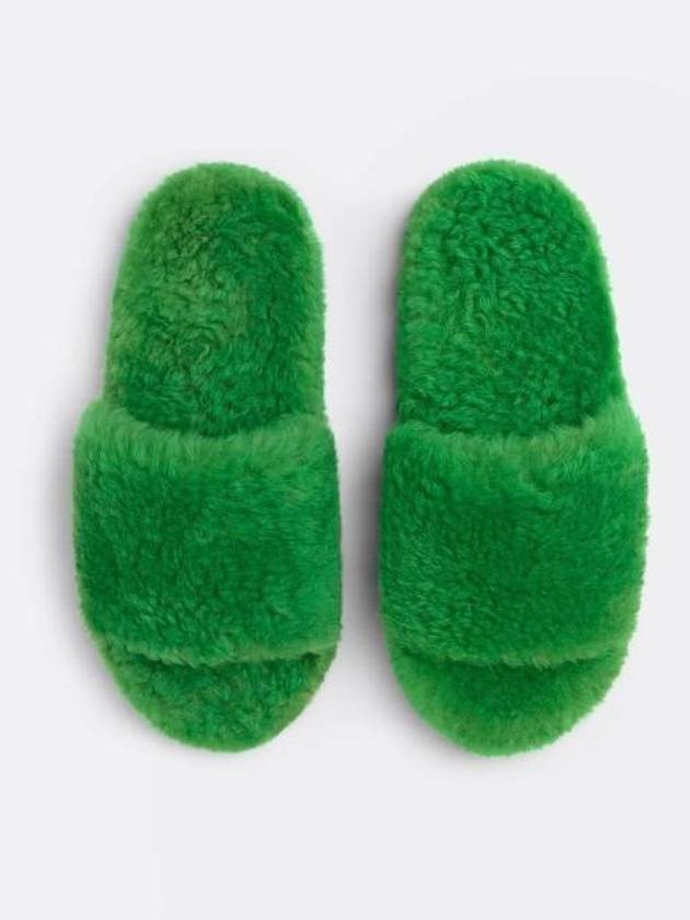 Teddy Shearling Slippers Green - BOTTEGA VENETA - BALAAN 5