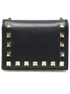 ZW2P0P39BOL Black Calfskin Rockstud Compact Half Wallet - VALENTINO - BALAAN 1