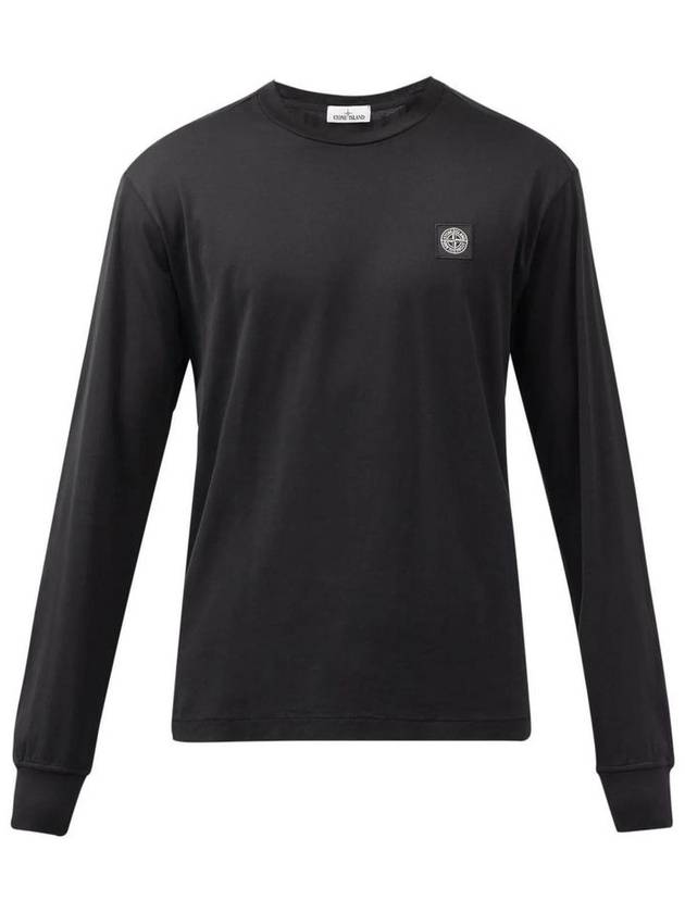 Men's Logo Patch Long Sleeve T-Shirt Black - STONE ISLAND - BALAAN 2