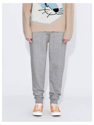 Unisex Chillex Fox Patch Classic Jogger Pants Gray Melange Domestic Product - MAISON KITSUNE - BALAAN 1