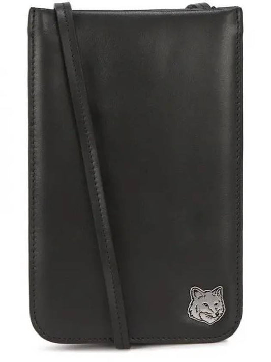 Fox Head Leather Messenger Cross Bag Black - MAISON KITSUNE - BALAAN 2