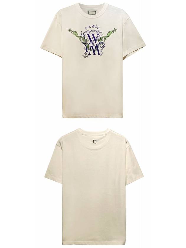 Cotton Leaf Printing Logo Short Sleeve T-Shirt Ivory - WOOYOUNGMI - BALAAN 5