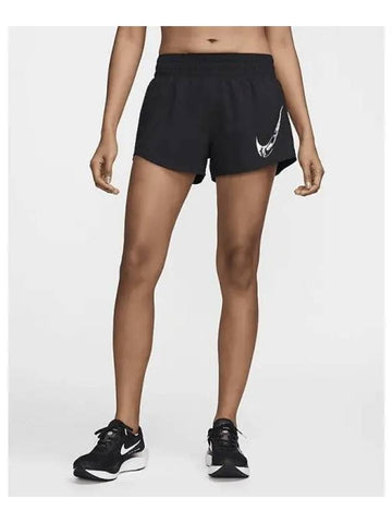 One Women s Dry Fit Mid Rise Brief Lined Graphic Shorts Black White FV6365 010 743965 - NIKE - BALAAN 1