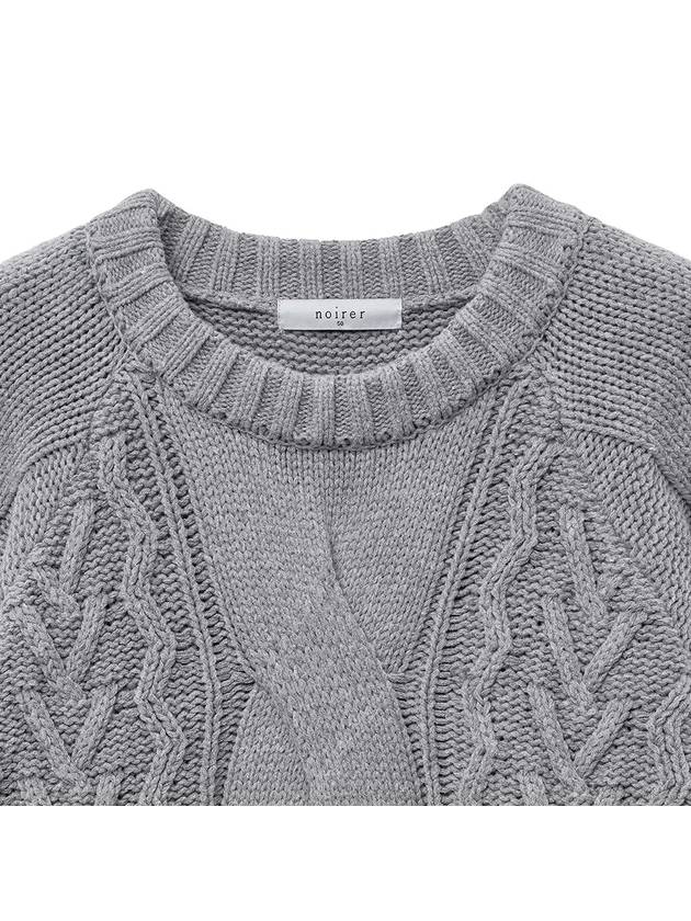 Heavy multi cable overfit sweater melange gray - NOIRER - BALAAN 4