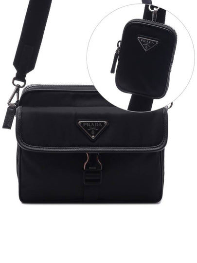 Re-Nylon Saffiano Leather Shoulder Bag Black - PRADA - BALAAN 2