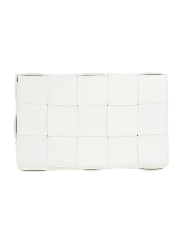 Small Lambskin Leather Cassette Crossbag White - BOTTEGA VENETA - BALAAN 1