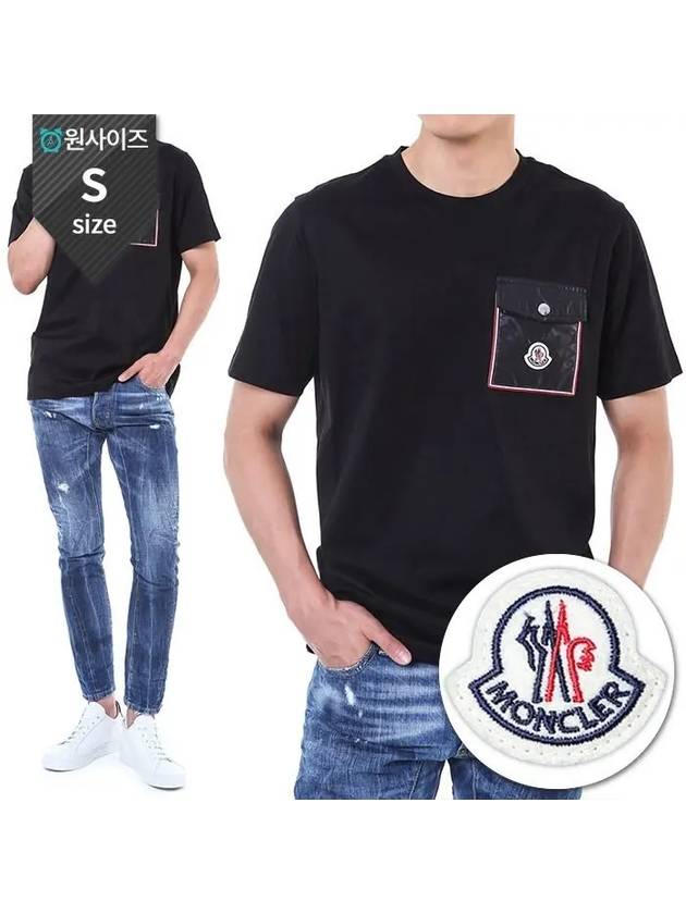 Pocket Logo Patch Short Sleeve T-Shirt Black - MONCLER - BALAAN 2