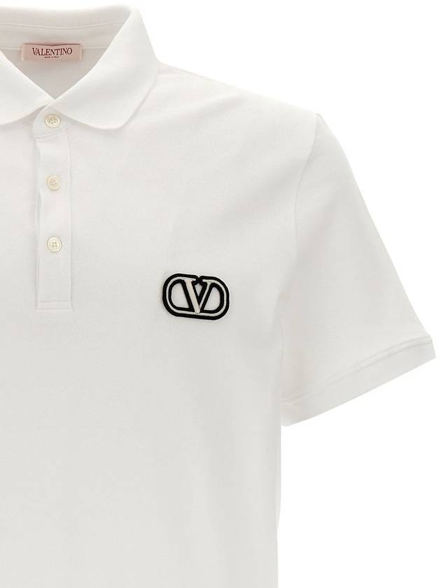 V logo signature patch cotton PK shirt white - VALENTINO - BALAAN 4