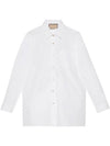 Women's Logo Embroidery Cotton Shirt White - GUCCI - BALAAN 2