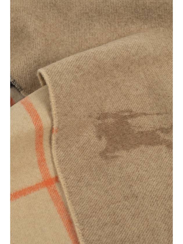 Check EKD Embroidered Reversible Cashmere Scarf Sand - BURBERRY - BALAAN 5