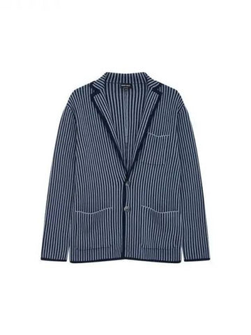 Men s striped pattern knit jacket blue 270881 - GIORGIO ARMANI - BALAAN 1