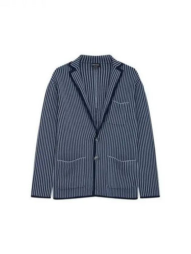 Men s striped pattern knit jacket blue 270881 - GIORGIO ARMANI - BALAAN 1