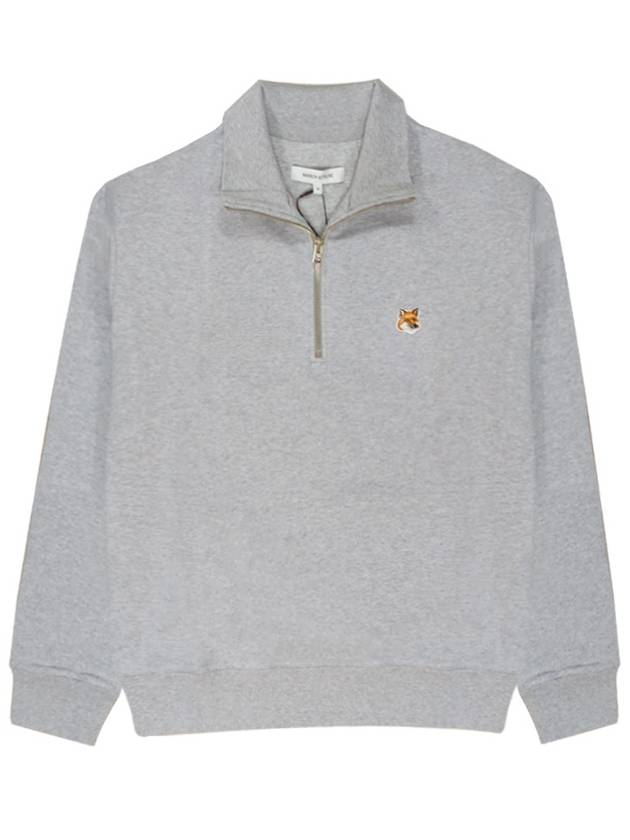 Fox Head Patch Half Zipper Sweatshirt Light Grey Melange - MAISON KITSUNE - BALAAN 2