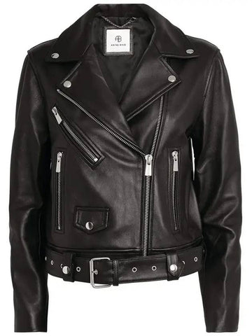 Benjamin Moto Leather Jacket Black - ANINE BING - BALAAN.