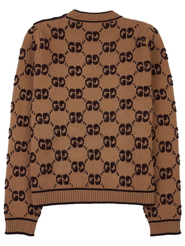 GG Bouclé Jacquard Crew Neck Wool Knit Top Camel - GUCCI - BALAAN 3