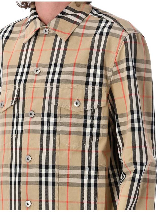 Check Cotton Jacket Sand - BURBERRY - BALAAN 4