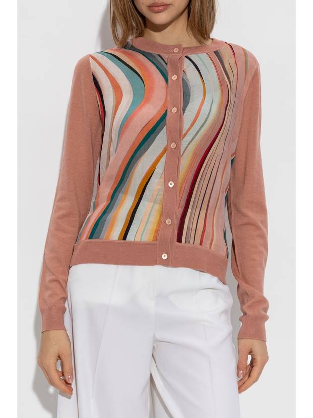 PS Paul Smith Cardigan With Stripe Pattern, Women's, Pink - PAUL SMITH - BALAAN 3