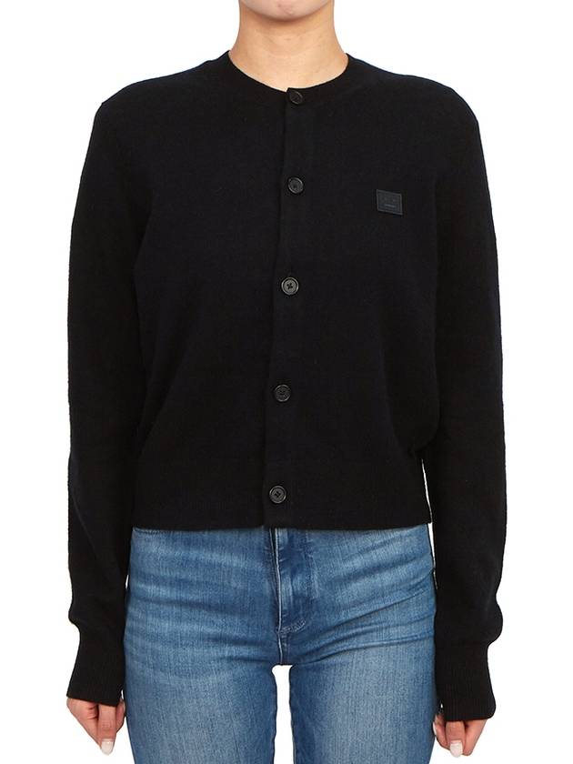 Face Patch Crop Cardigan Black - ACNE STUDIOS - BALAAN 2