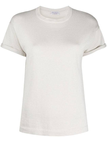 Blend Short Sleeve T-Shirt White - BRUNELLO CUCINELLI - BALAAN 1