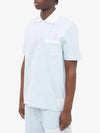 Striped Seersucker Pocket Short Sleeve Polo Shirt Light Blue - THOM BROWNE - BALAAN 5