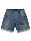 Fringe Denim Shorts Blue - FENDI - BALAAN 2