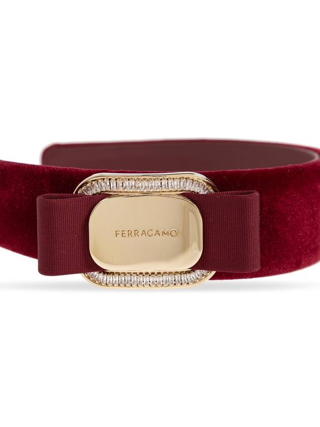 FERRAGAMO Velvet Headband, Women's, Burgundy - SALVATORE FERRAGAMO - BALAAN 3