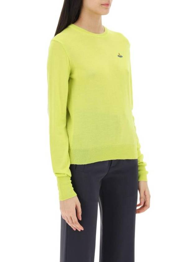 Women's Bea Jumper Embroidered Logo Knit Top Yellow - VIVIENNE WESTWOOD - BALAAN 3