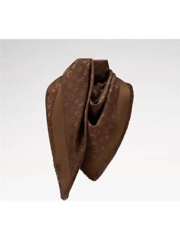 Monogram Classic Wool Silk Scarf Brown - LOUIS VUITTON - BALAAN 3