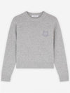 Bold Fox Head Embroidered Crop Knit Top Grey - MAISON KITSUNE - BALAAN 2