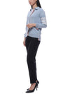 Women's 4 Bar Raglan Wool Polo Cardigan Blue - THOM BROWNE - BALAAN 5