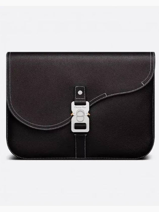 Saddle A4 Grained Calfskin Pouch Black - DIOR - BALAAN 2