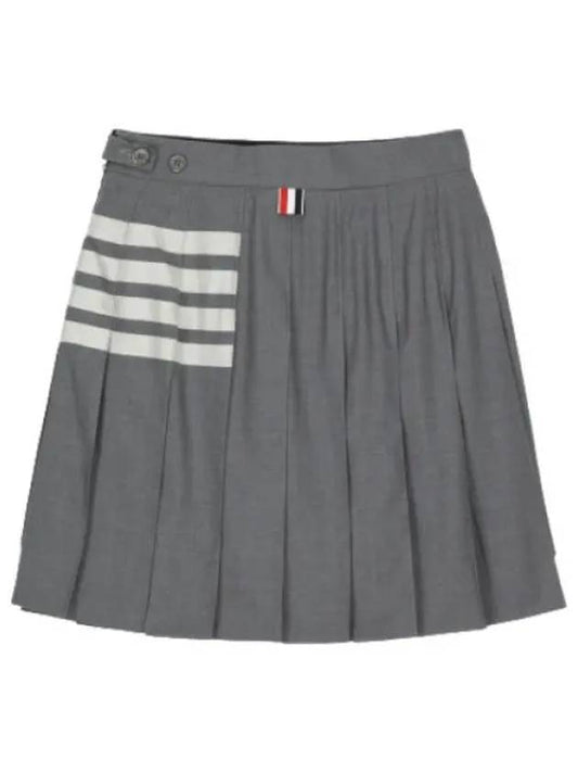 Navy Plain Weave Pleated Skirt Medium Gray Women s - THOM BROWNE - BALAAN 1