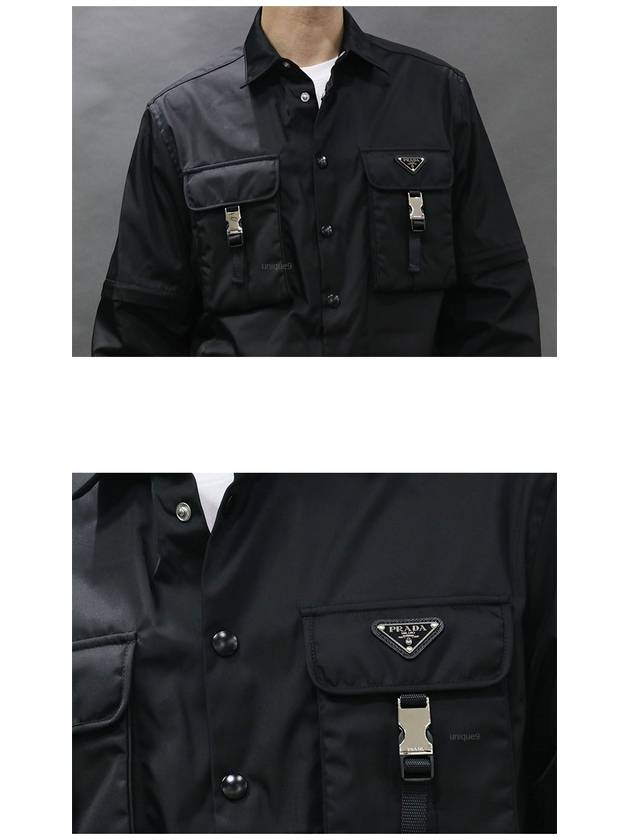 24SS triangle logo renylon sleeve detachable buckle jacket black - PRADA - BALAAN 6