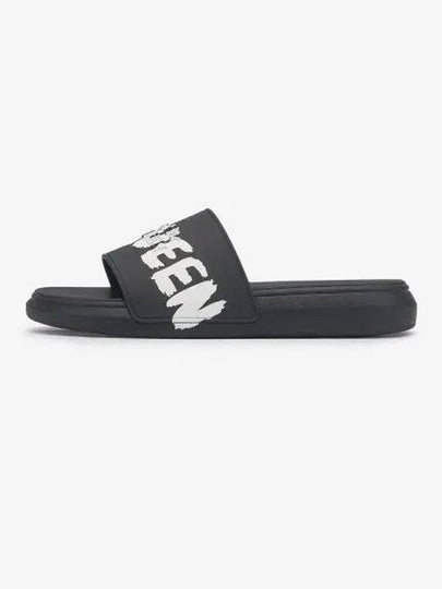 Men's Graffiti Rubber Pool Slippers Black - ALEXANDER MCQUEEN - BALAAN 2