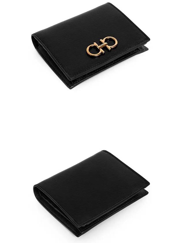 Gancini Compact Half Wallet Black - SALVATORE FERRAGAMO - BALAAN 4