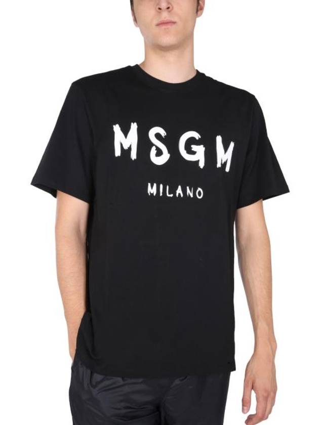 Brushed Logo Short Sleeve T-Shirt Black - MSGM - BALAAN 9