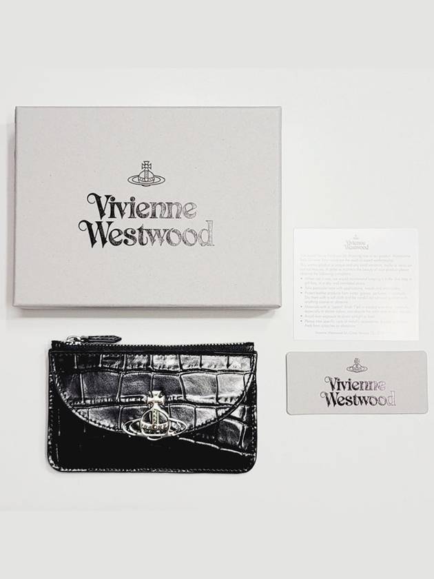 Half Moon Croc Emboss Card Wallet Black - VIVIENNE WESTWOOD - BALAAN 5