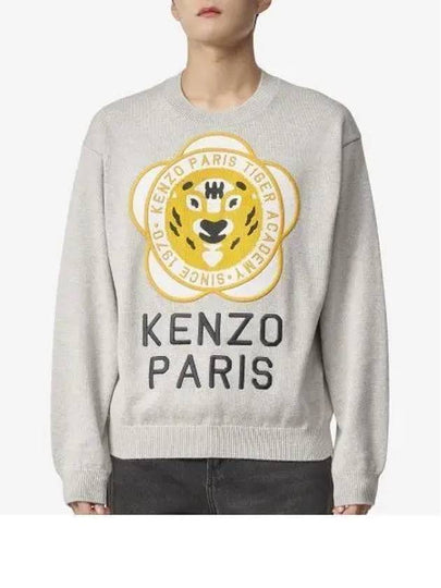 Tiger Academy Logo Knit Top Pale Grey - KENZO - BALAAN 2